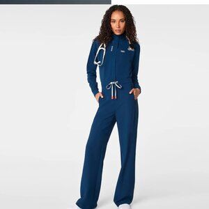 Figs Team USA Mock Neck Scrub Jumpsuit in Dark Blue